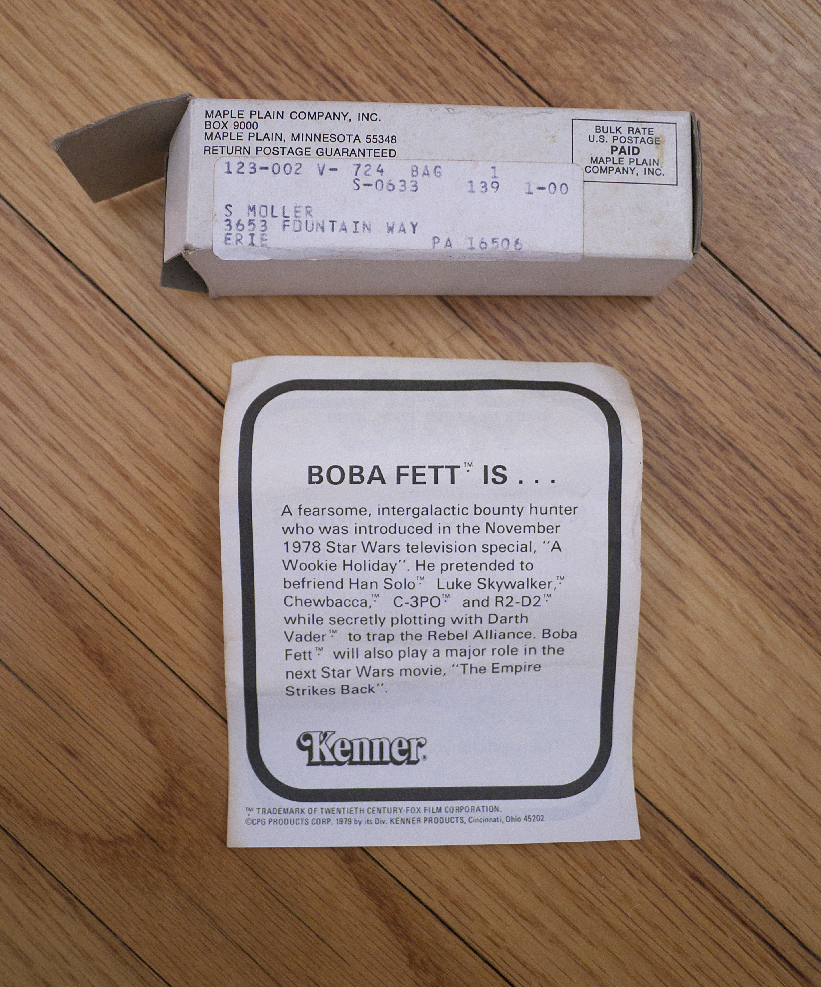 boba fett mail away 1979