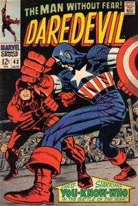  No particular reason, no 'crossover event' that makes you buy 912 comics you usually don't want, just Daredevil was passing by with a brain affected by radiation and fought Captain America who was doing charity work, normal stuff